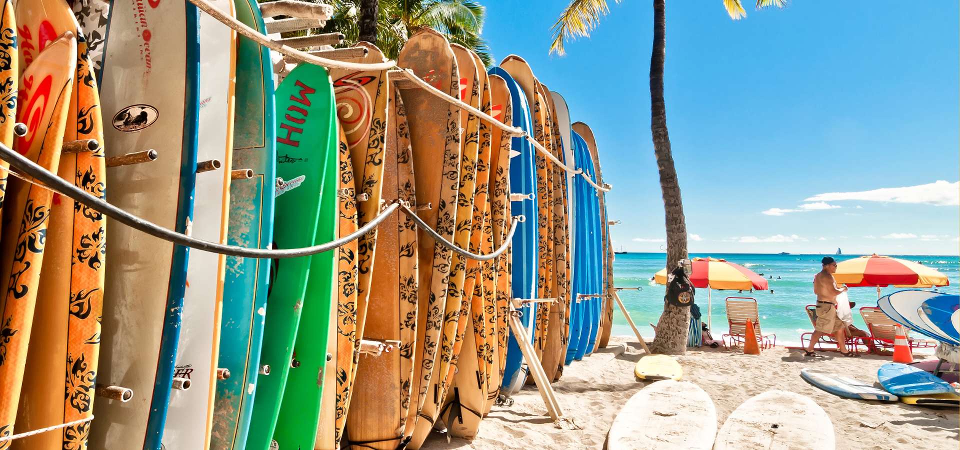 Surf Boards in Bali on the beach