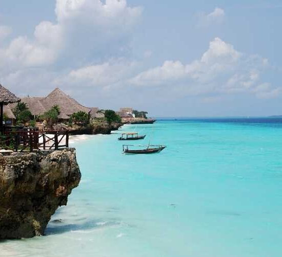 Boats on the water in Zanzibar