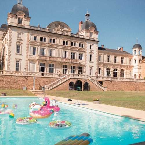 big pool and historic chateau