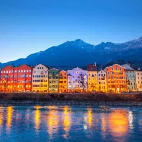 houses against mountain backdrop