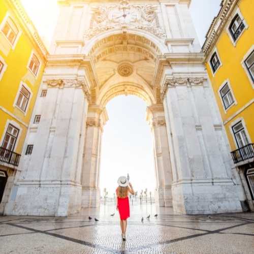 girl enjoying historical buildings