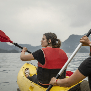 Girl Kayaking in Vietnam