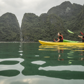 Girl Kayaking in Vietnam