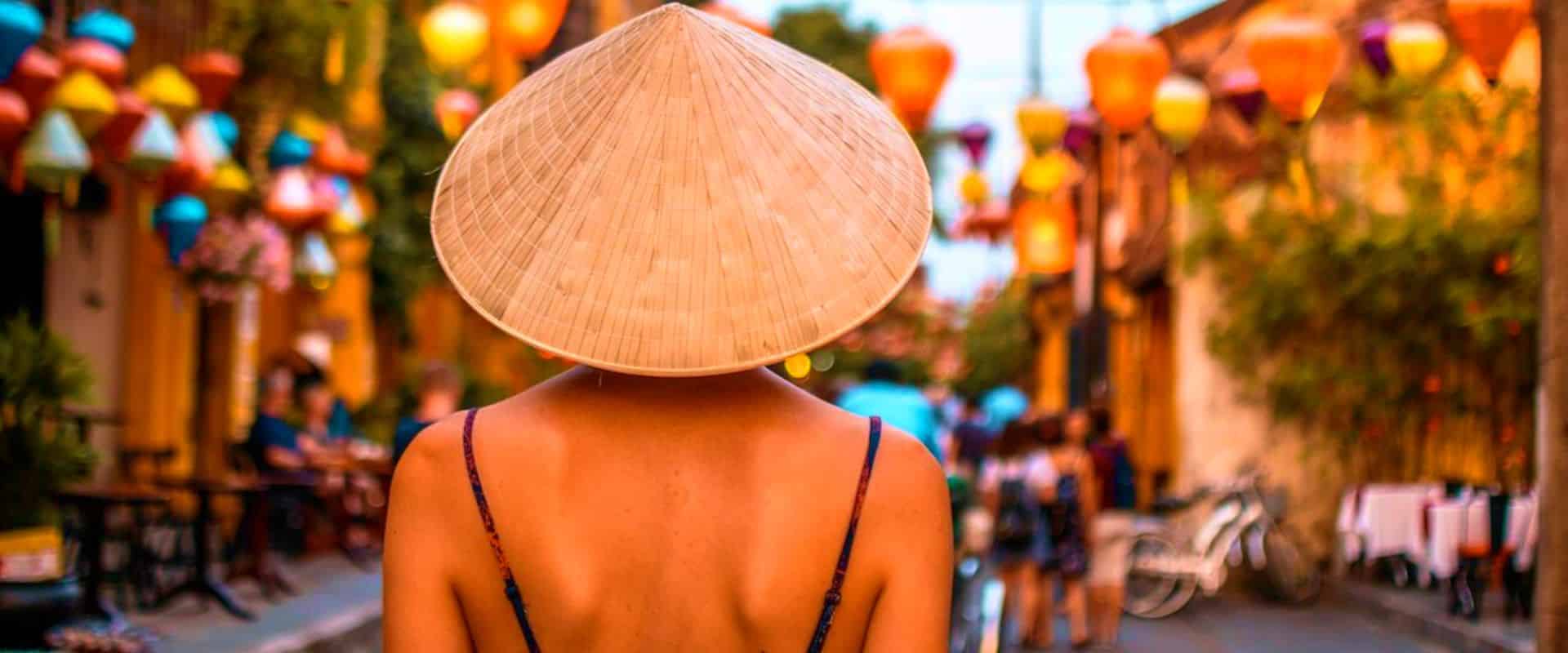 Woman in Hanoi with Vietnamese hat