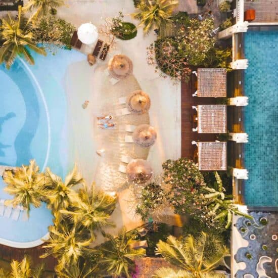 Birds eye view of the Bali Mandira pool