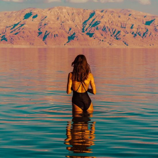 Woman in the dead sea