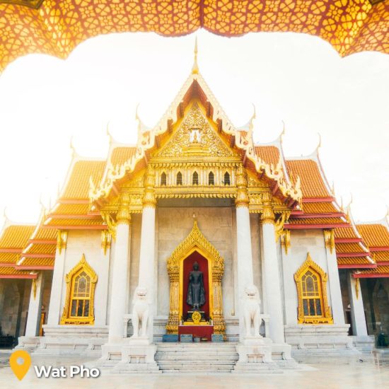 Front of Wat Pho Temple in Bangkok Thailand