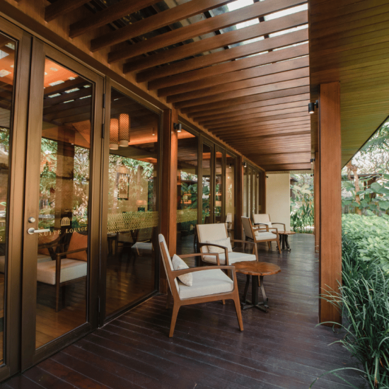 Ramayana Modern outdoor lounge with wooden decor