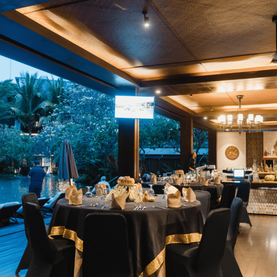 Ramayana Elegant dining setup by the water